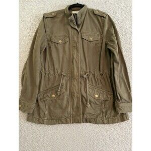 Lucky Brand Jacket Women's Medium Green Utility Military Cotton Canvas Hip Coat